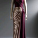 Two-Tone Draped Evening Gown