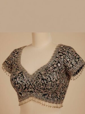 Black Sequinned Zari Embroidered Designer Blouse