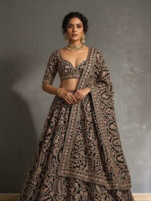 Antique Brown Zardozi & Paisley Bridal